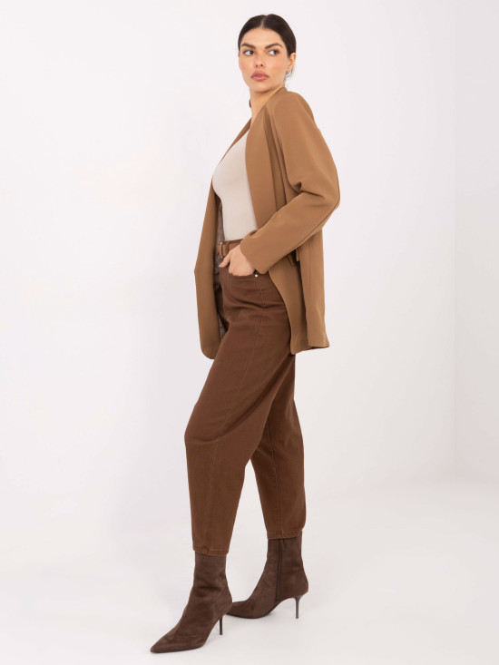 Brown mom jeans with belt