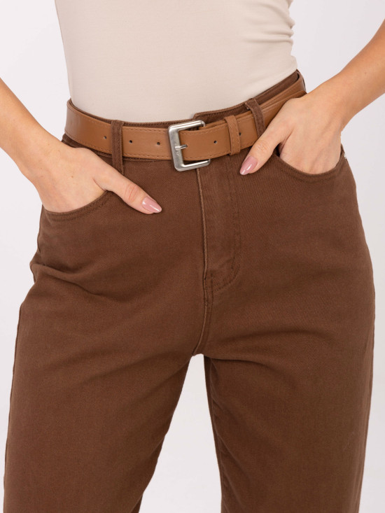 Brown mom jeans with belt