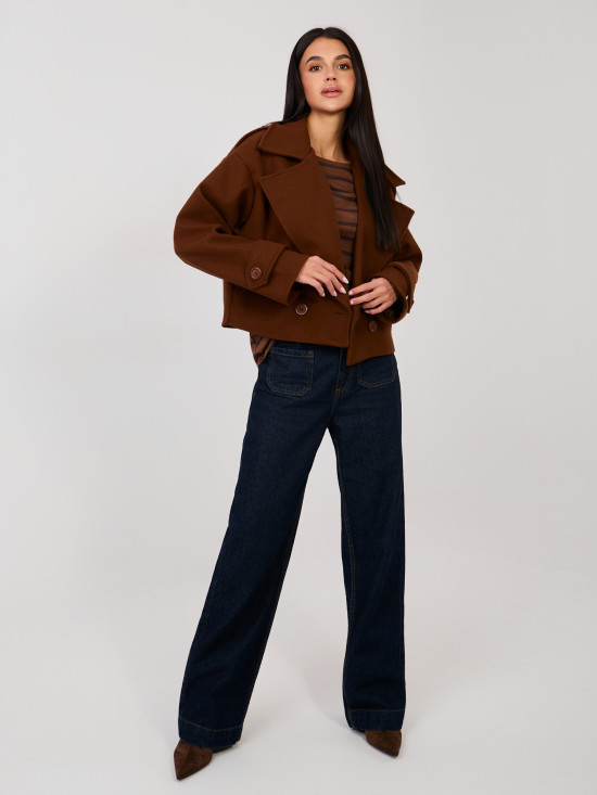 Brown striped cotton T-shirt with short sleeves