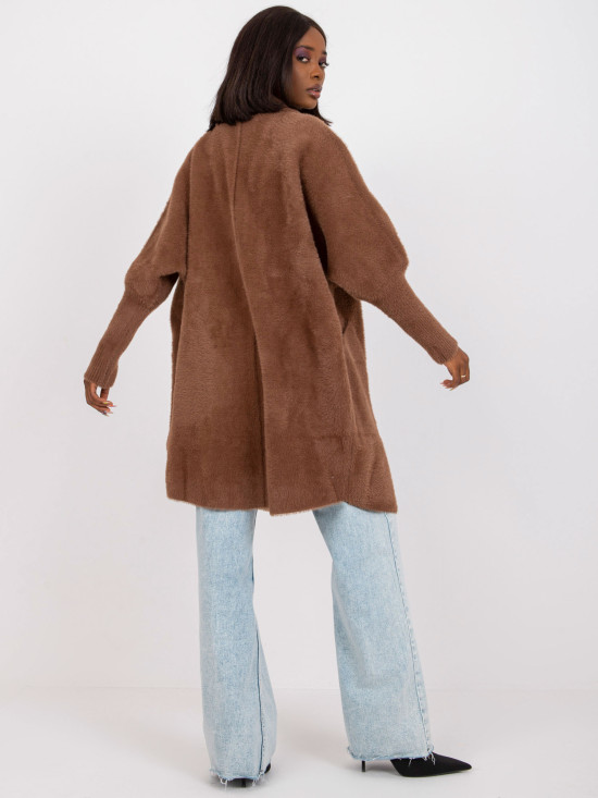 Brown wool and angora transitional coat