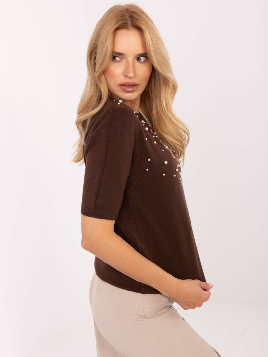 Elegant Brown Sweater with Application