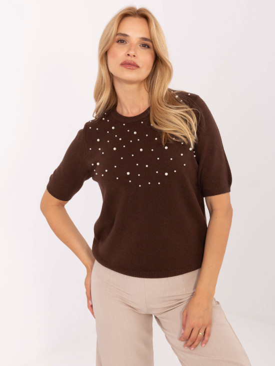 Elegant Brown Sweater with Application