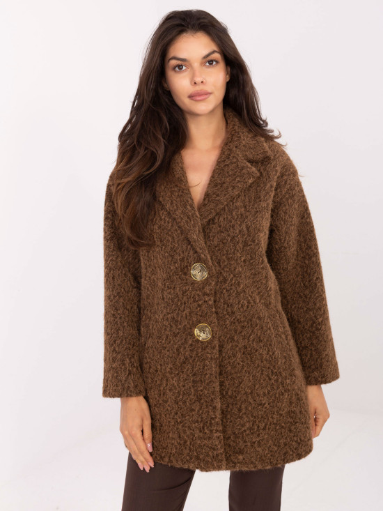 Short elegant transitional coat in brown