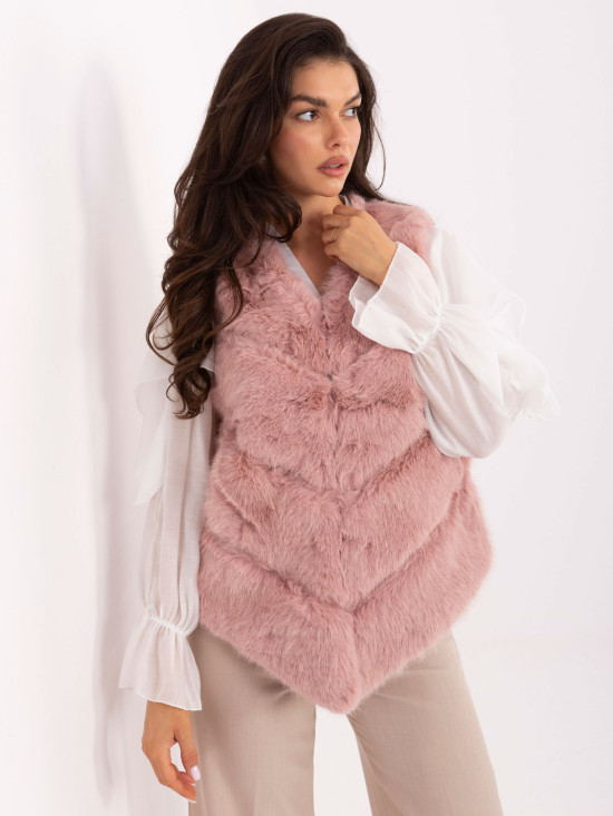 Elegant Pink Faux Fur Vest