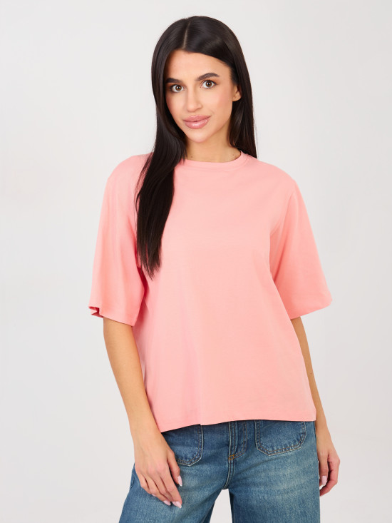 Women's cotton T-shirt in peach color