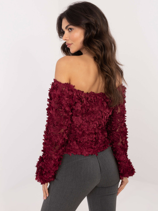 Elegant off-shoulder burgundy blouse