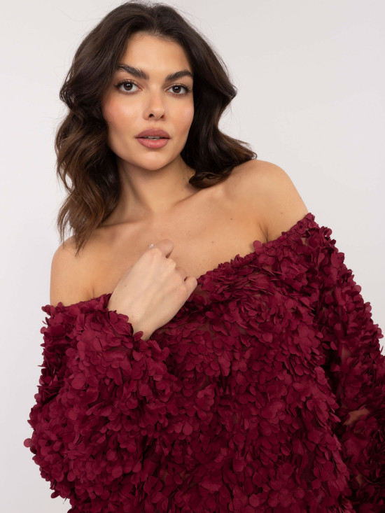 Elegant off-shoulder burgundy blouse