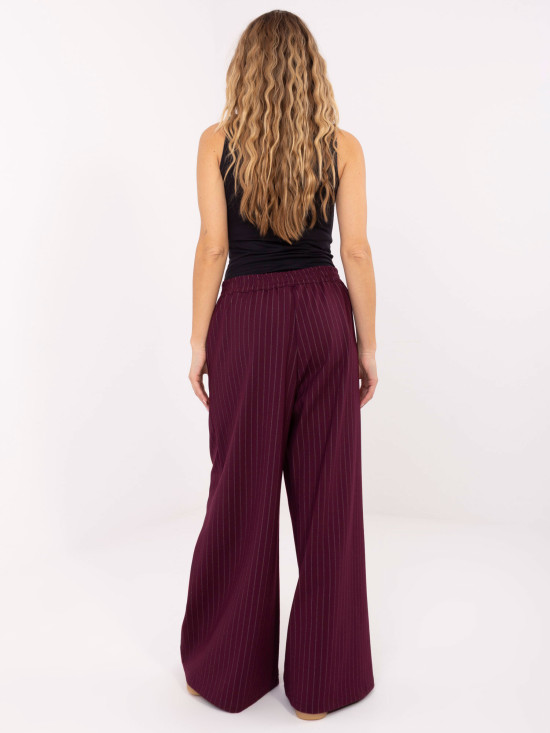 Elegant striped palazzo trousers, burgundy