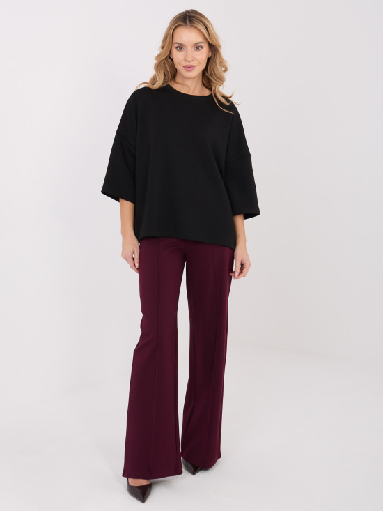 Burgundy wide-leg trousers with high waist