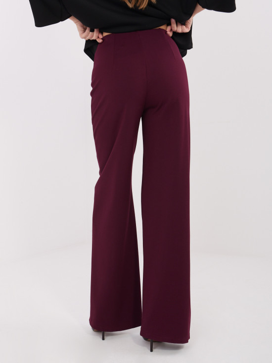 Burgundy wide-leg trousers with high waist