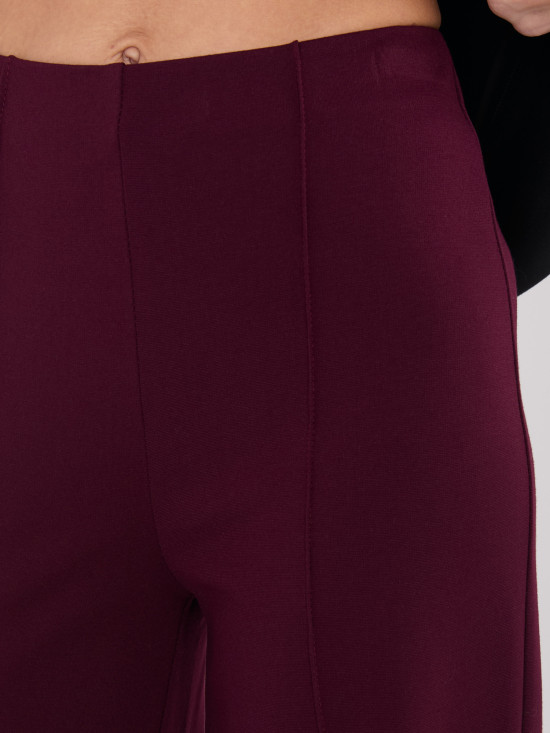 Burgundy wide-leg trousers with high waist