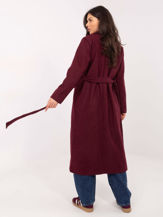 Burgundy transitional coat with belt