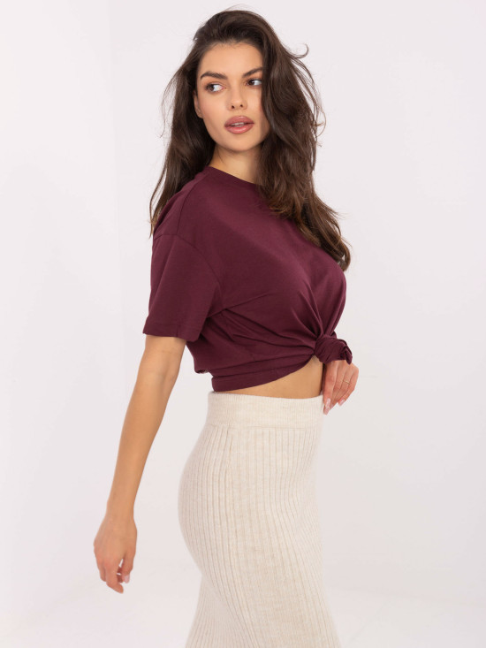 Stylish Bordeaux T-Shirt with Short Sleeves