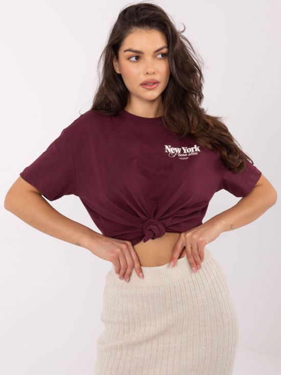 Stylish Bordeaux T-Shirt with Short Sleeves