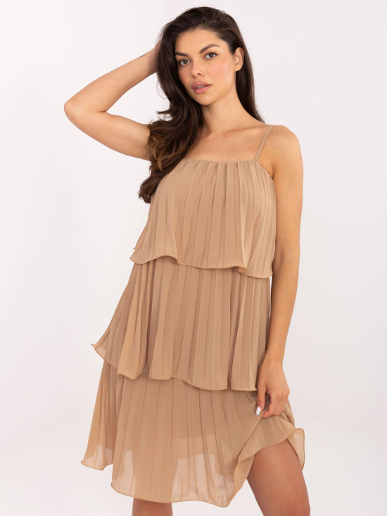 Elegant Cocktail Dress in Camel Color
