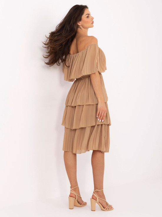 Elegant Flared Dress in Camel Color