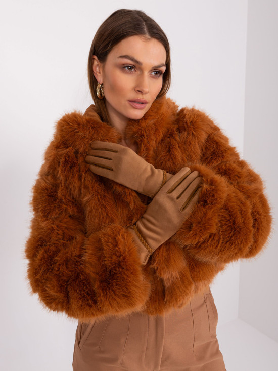 Brown Gloves with Decorative Strap