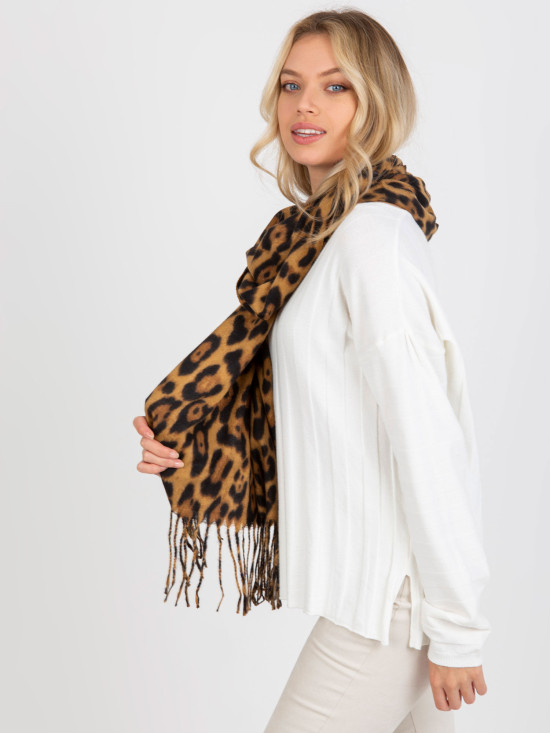 Brown Women's Scarf with Animal Print