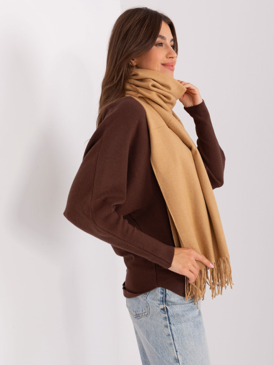 Brown Women's Scarf with Fringes