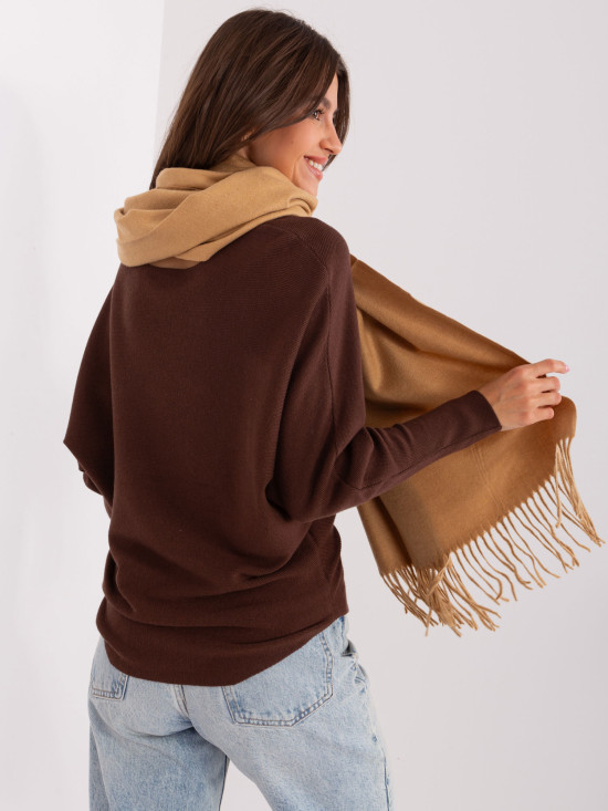 Brown Women's Scarf with Fringes