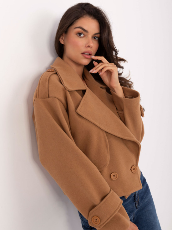Short Jacket Without Hood in Camel Color