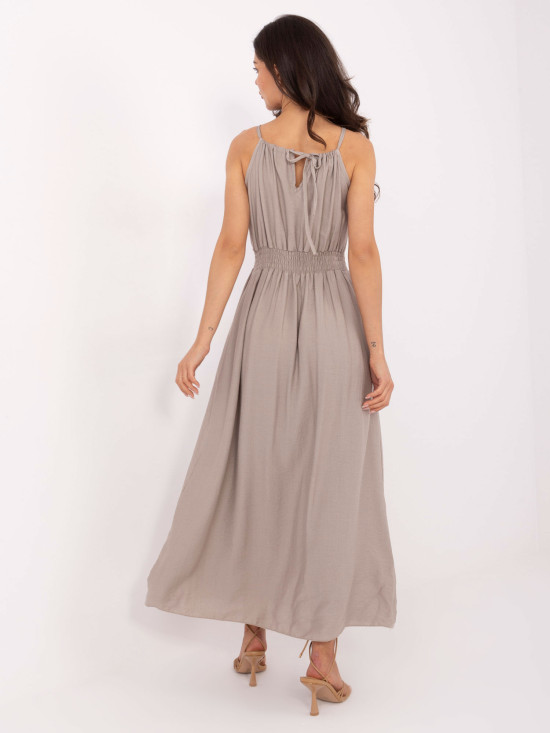 Maxi Dress with Tie in Beige