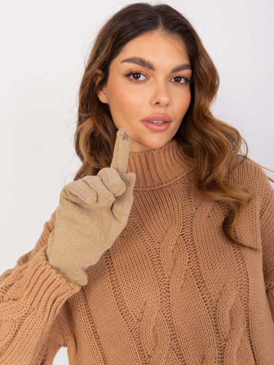 Beige Gloves with Smooth Pattern