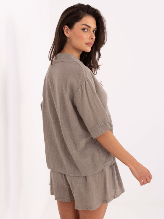 Beige Set with Shirt and Shorts