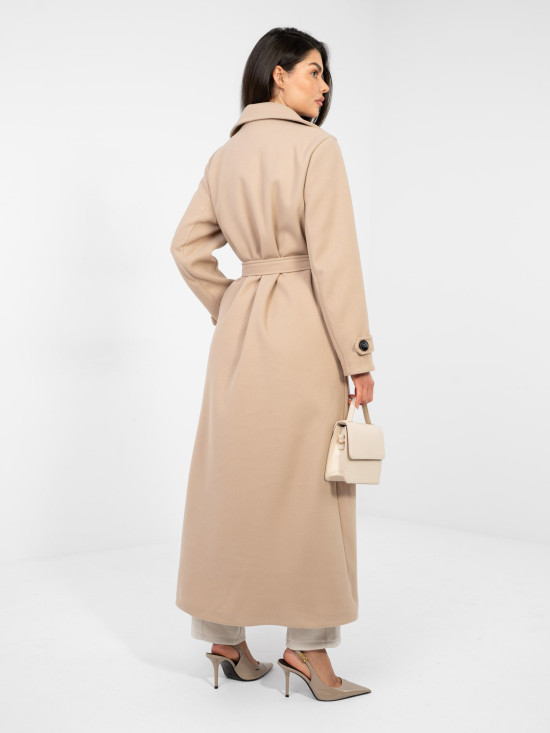 Elegant women's transitional coat in dark beige
