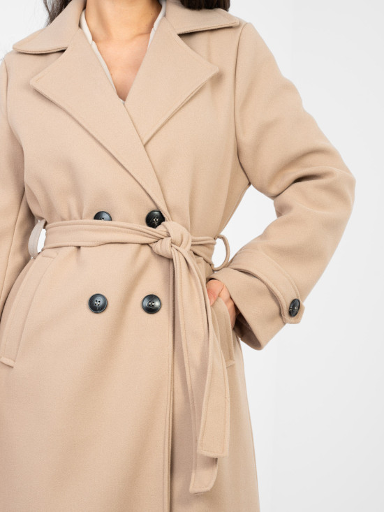 Elegant women's transitional coat in dark beige