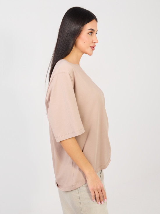 Beige cotton T-shirt with short sleeves