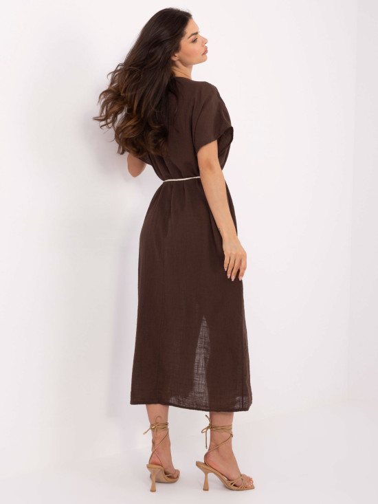 Oversize Brown Dress with Short Sleeves
