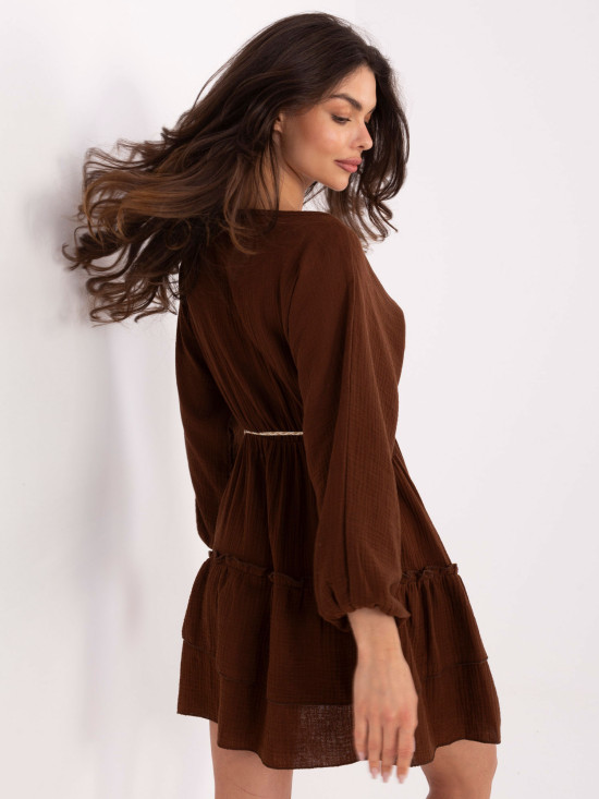Elegant Flared Dress in Dark Brown