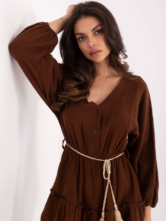 Elegant Flared Dress in Dark Brown