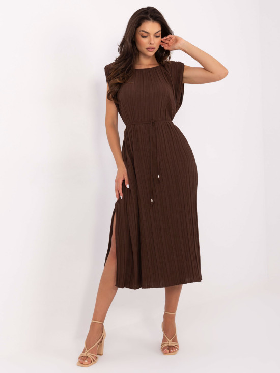 Elegant Midi Dress in Dark Brown