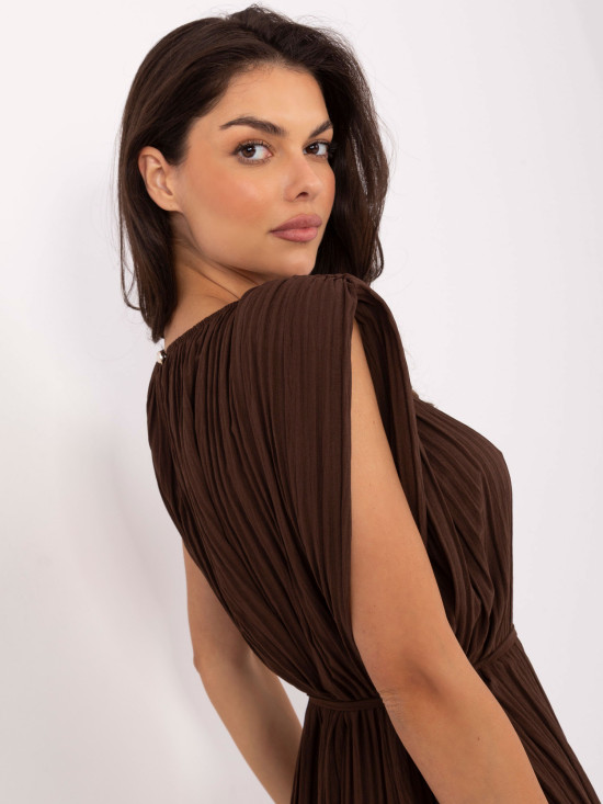 Elegant Midi Dress in Dark Brown