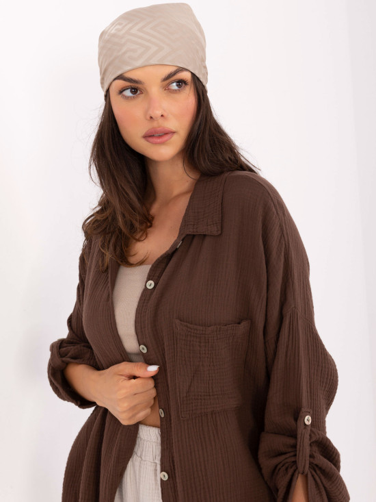 Elegant Brown Long Sleeve Shirt