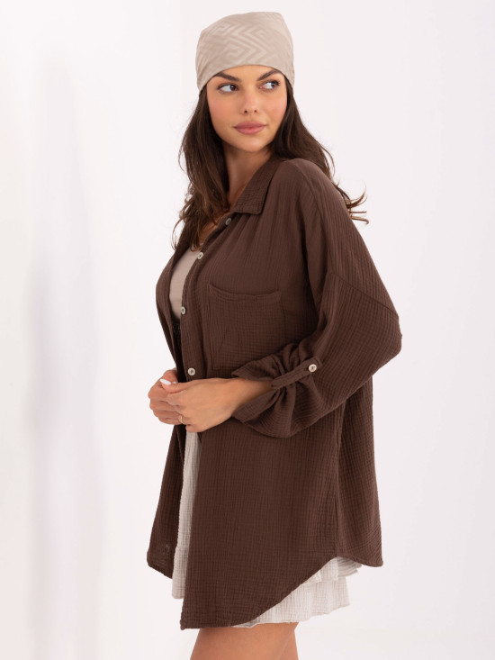 Elegant Brown Long Sleeve Shirt