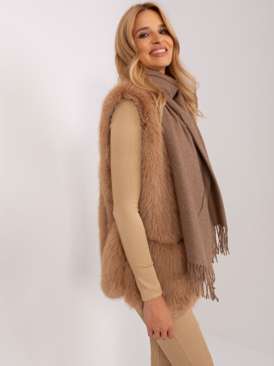 Dark Brown Scarf with Fringes