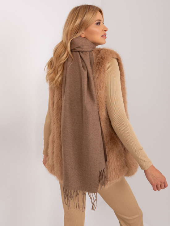 Dark Brown Scarf with Fringes