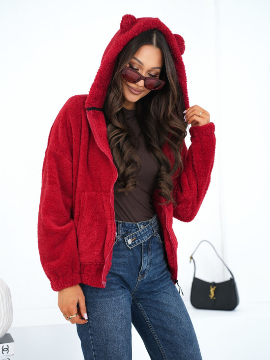 Women's dark red hoodie with zipper