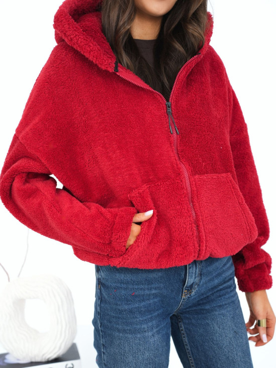 Women's dark red hoodie with zipper