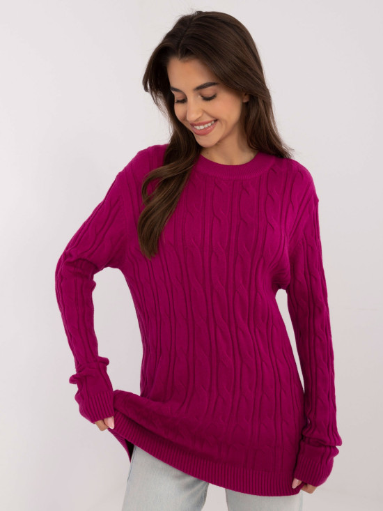 Purple sweater with textured pattern