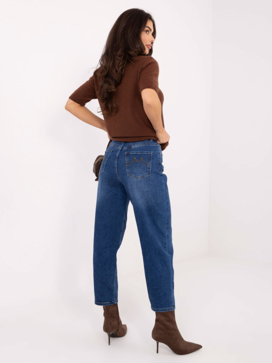 Women's mom jeans with high waist in dark blue