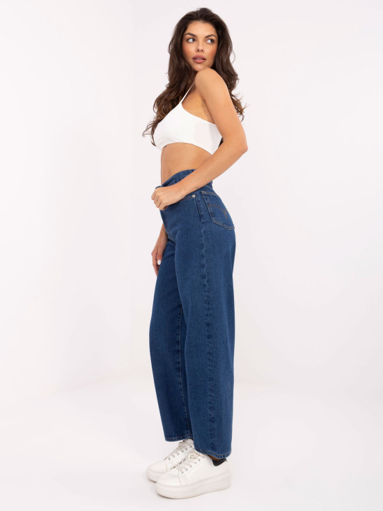 Stylish Wide Leg Jeans in Dark Blue