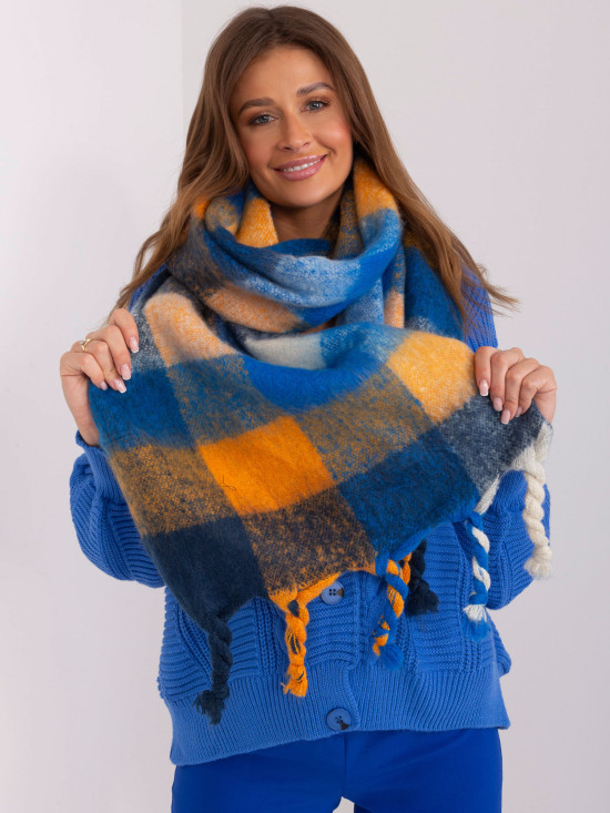Elegant Blue Scarf with Fringes