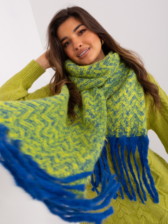 Women's Geometric Scarf in Dark Blue and Yellow