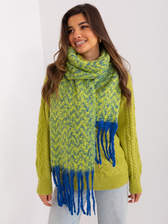 Women's Geometric Scarf in Dark Blue and Yellow
