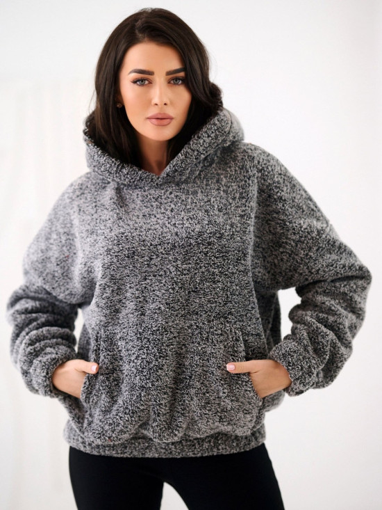 Women's dark grey hoodie with hood and pocket