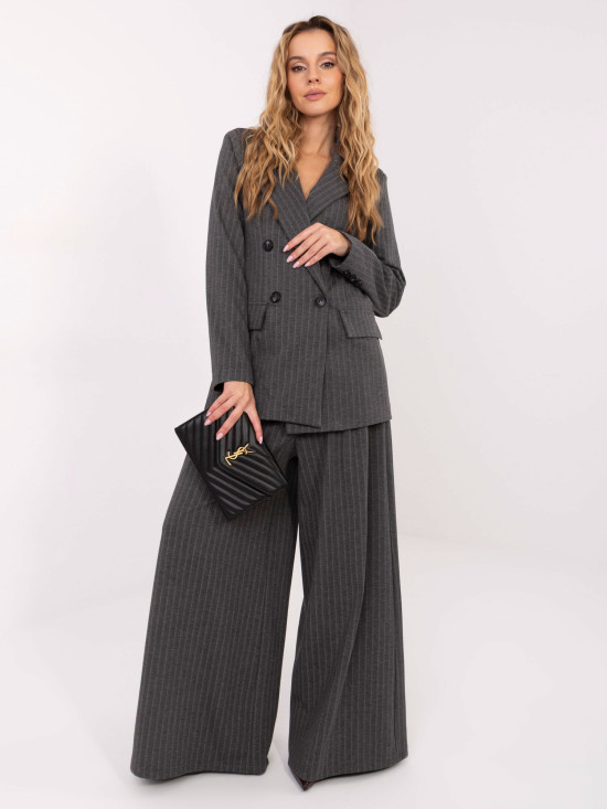 Women's elegant striped blazer, dark grey